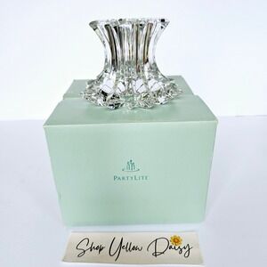 NIB Partylite Aurora Pillar Candle Holder Retired 24% Lead Crystal Collect M969